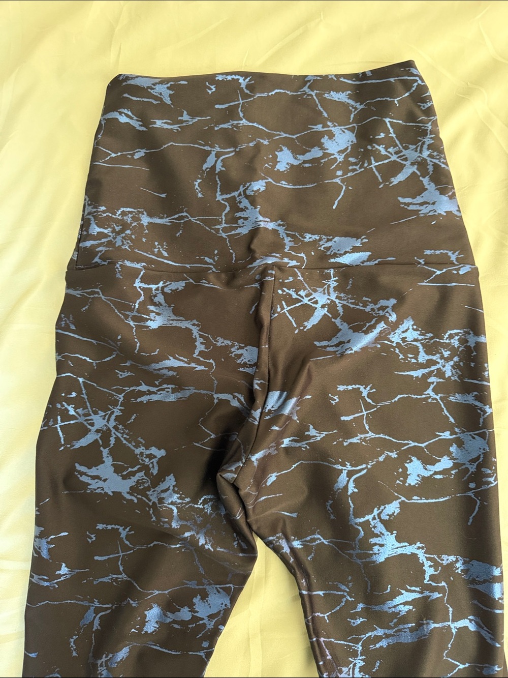 Emily Hsu Designs Black Leggings with Blue Marble Accents L5 Small
